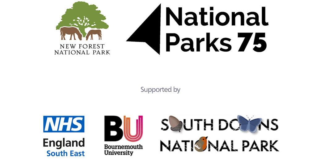 logos of national parks, new forest national park, NHS England, Bournemouth university and south downs national park